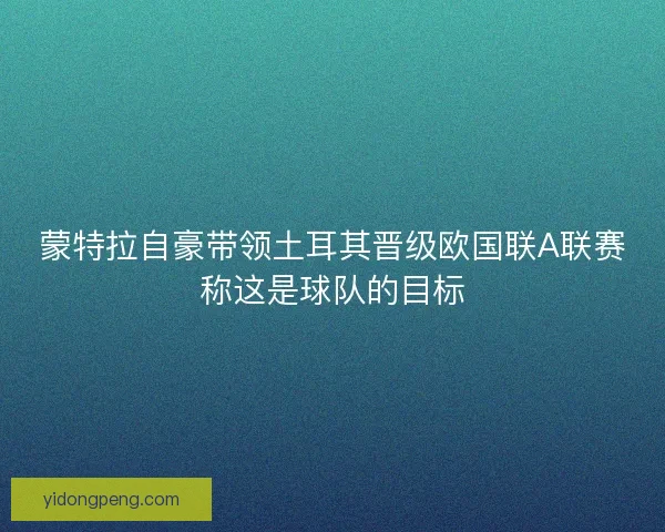 蒙特拉自豪带领土耳其晋级欧国联A联赛称这是球队的目标